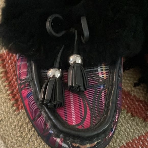 Coach Fiona Printed Fur Lined Shearling Moccasin Slippers Sz:7M - Picture 4 of 6